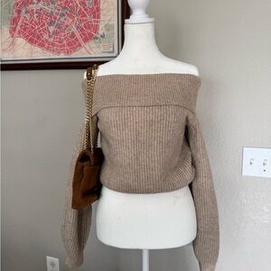 Off-the-Shoulder Tan Sweater